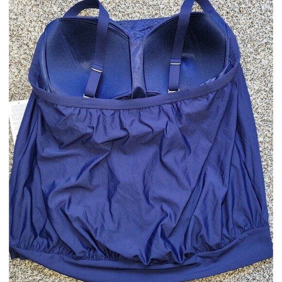 Lands' End Swim Top 18W Navy Tankini Top Swim 1X Tummy Hiding Modest Solid S614 - Picture 4 of 7
